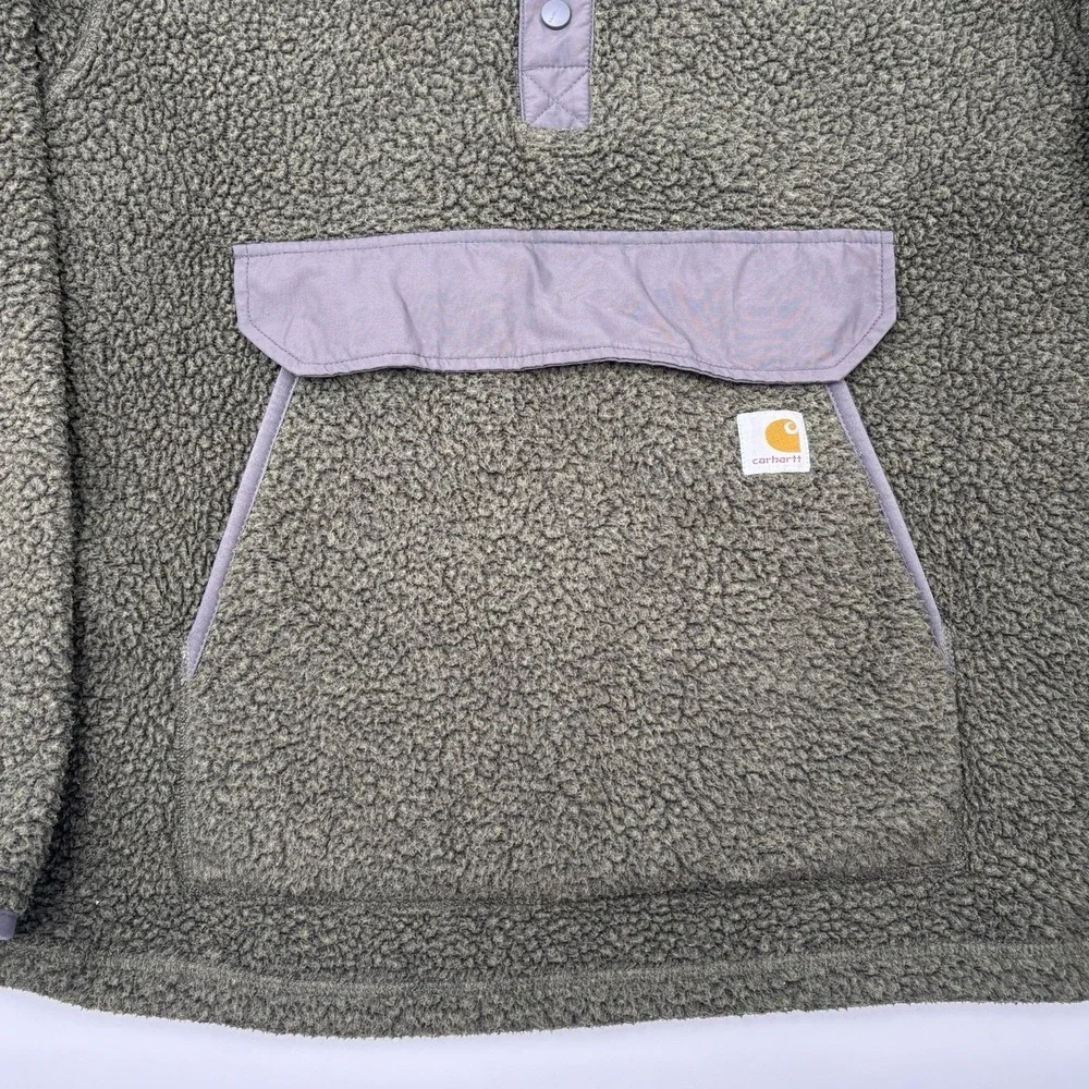 Carhartt Fleece Pullover Mens XL Olive Green Snap Mock Neck Jacket 104991